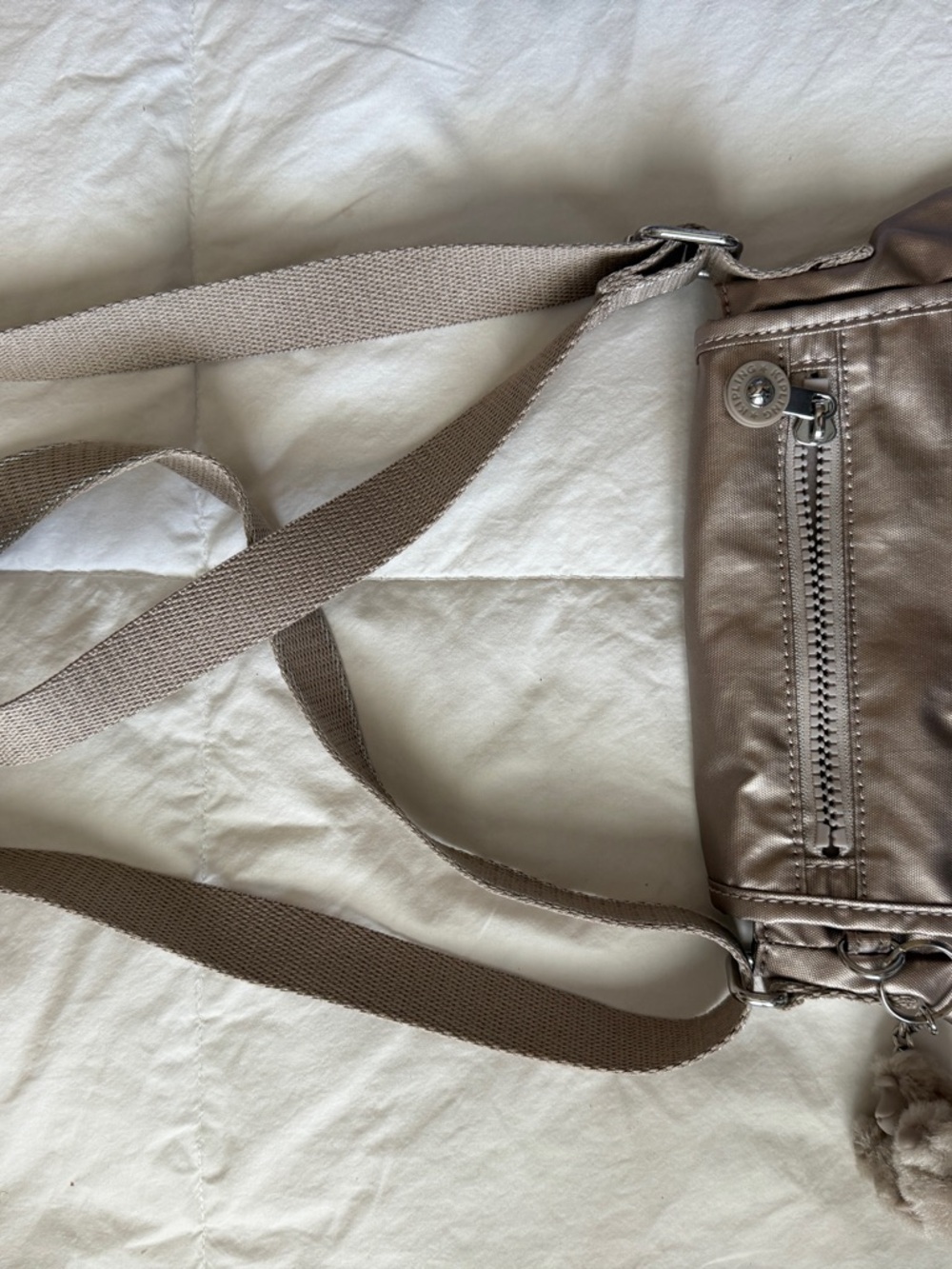 Kipling Metallic Taupe Shoulder Bag